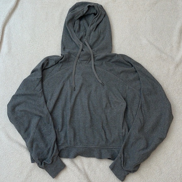 lululemon athletica Tops - Lululemon Mellow In Hoodie Waffle Knit Small Heathered Core Medium Grey